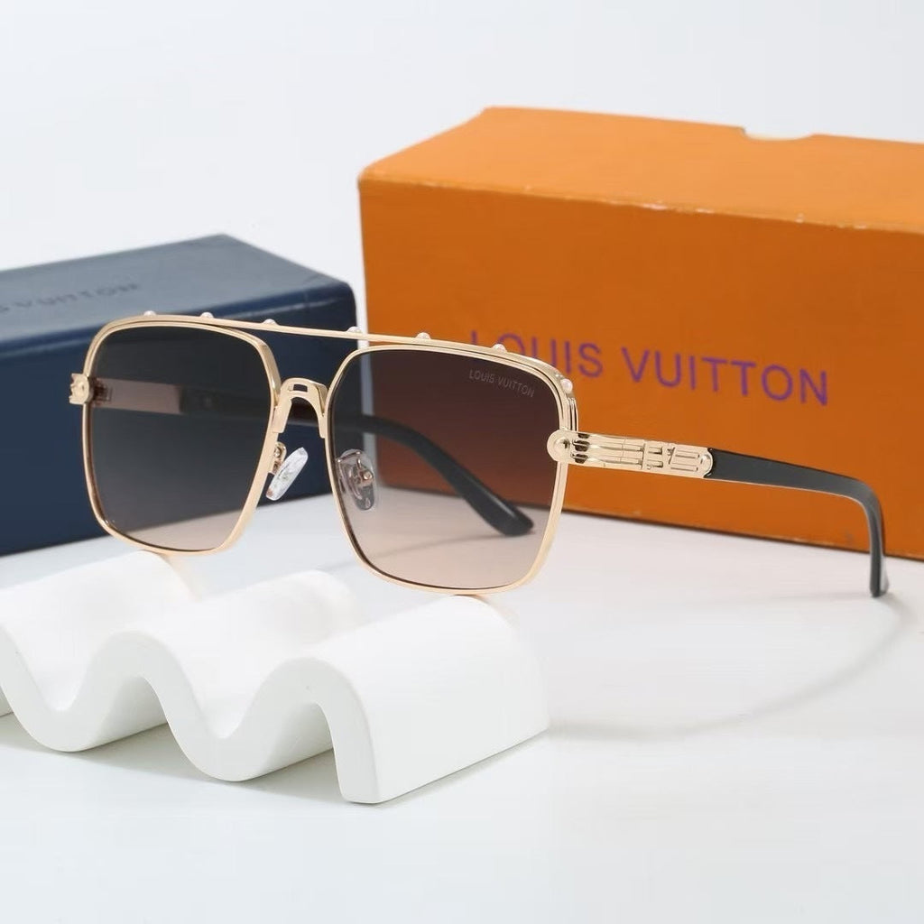 Louis vuitton Riveted Double Bridge Metal Square Sunglasses Square